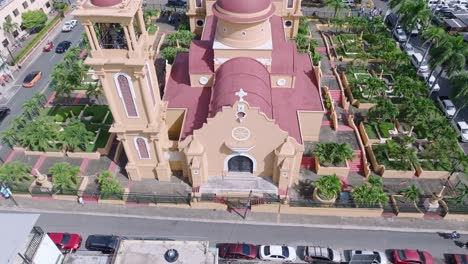 Establishing-entrance-to-beautiful-modern-church-in-the-Dominican-Republic