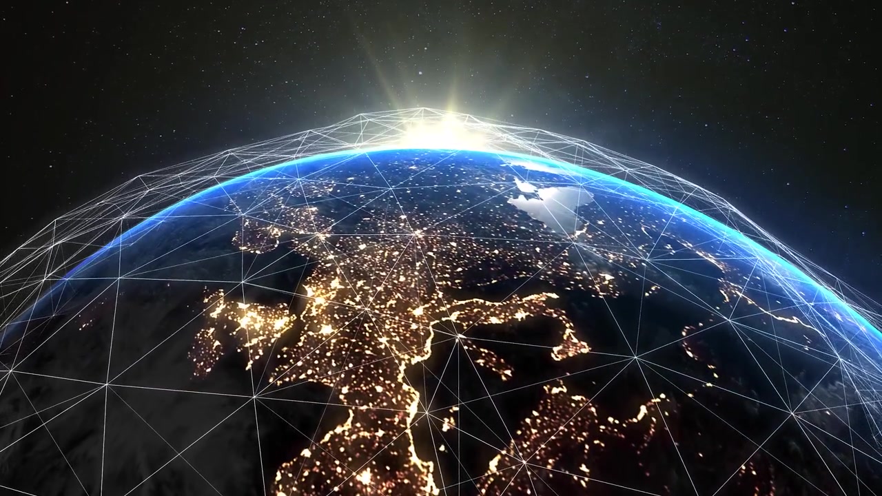 Digital Network Connection Over Earth at Night