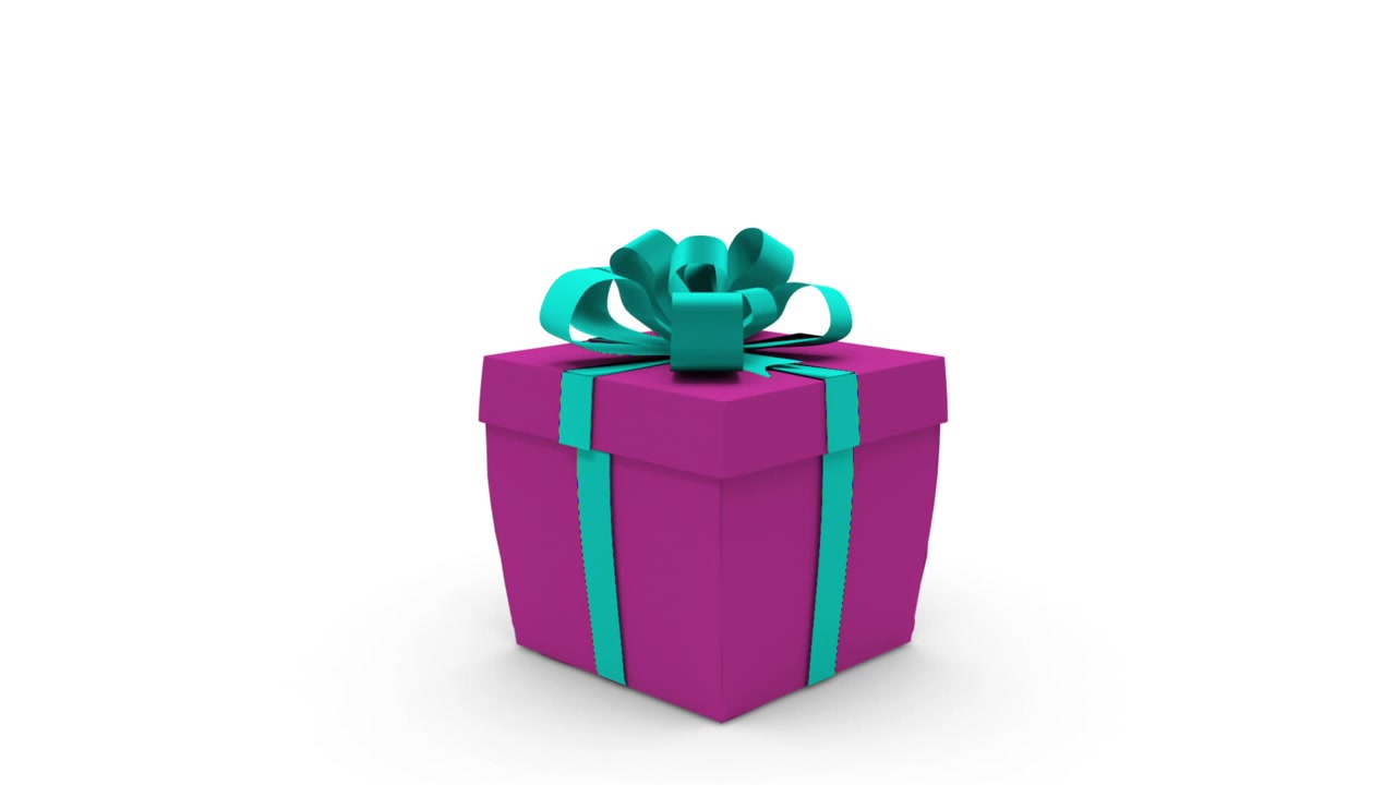 Digital animation of birthday gift exploding