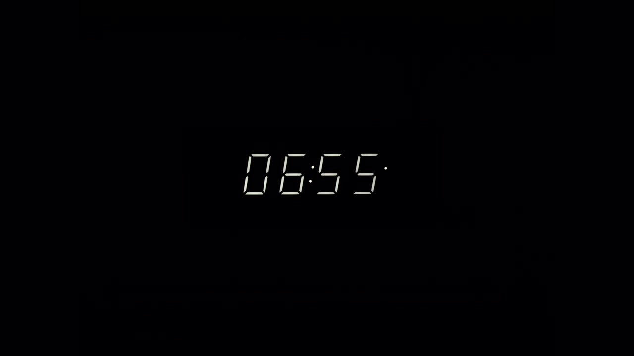 Digital clock timelapse, morning alarm