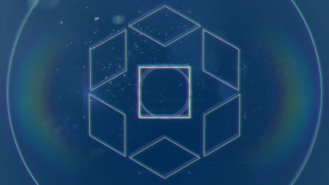 하 모양의 애니메이션과 파란색 배경의 간섭