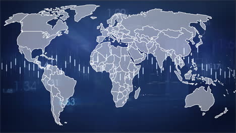 animation of digital data processing over world map