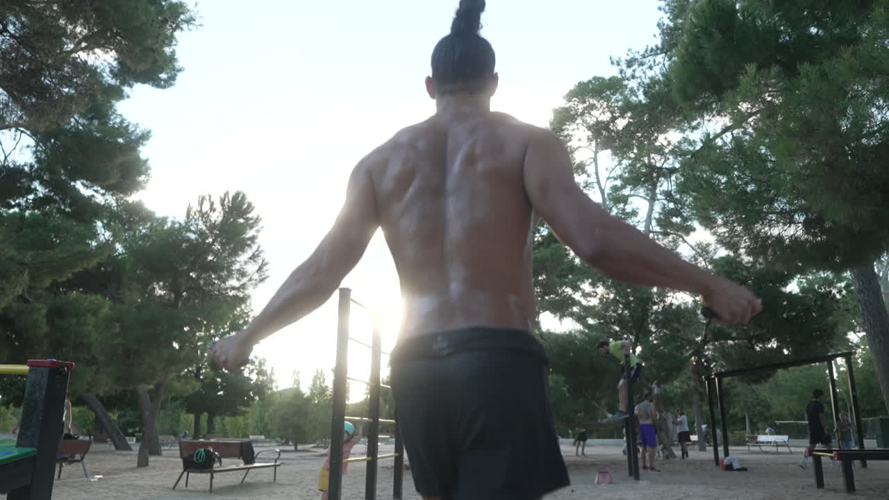 Man Jumping Rope in a Park