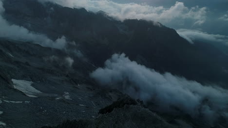 Aerial-view-of-alpine-mountains-at-night