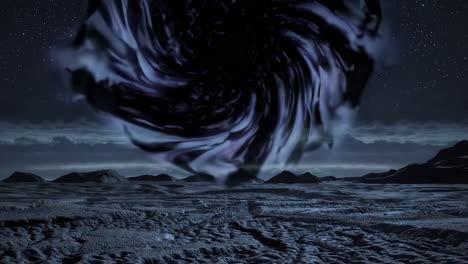 black hole over a desert landscape
