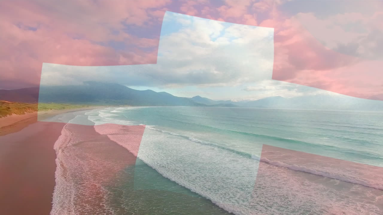 바다 위에 있는 스위스 발의 애니메이션