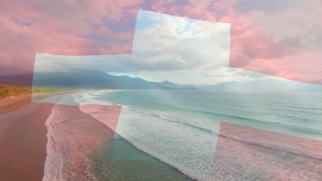 Animation of flag of switzerland over sea