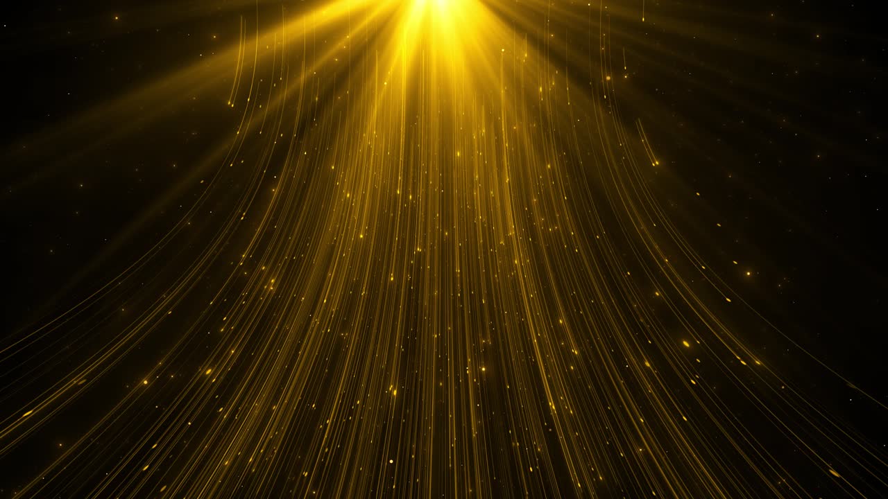 Spotlight golden stage glitter flying particles flicker light beam particles rays empty scene light