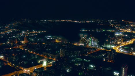 night city fireworks aerial view