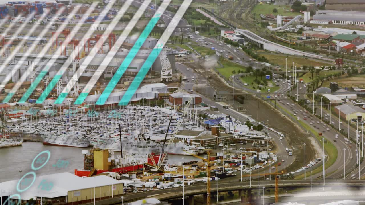 animación del mapa del mundo y procesamiento de datos sobre el paisaje urbano