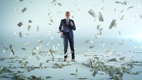 businessman in a rain of money