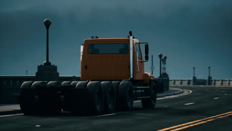 big lorry truck on the bridge