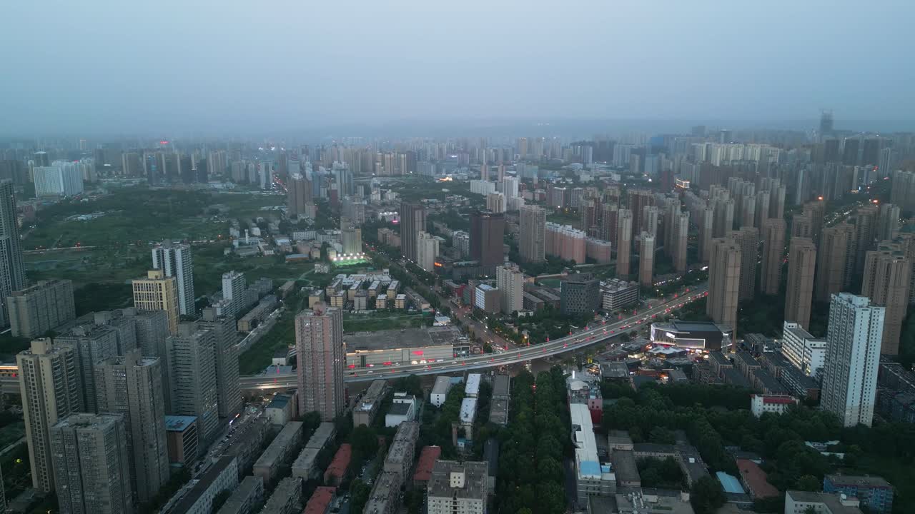 Aerial view of residential area in Xi'an city, capital of Shaanxi Province in central China, a vibrant metropolis that blends modernity with historical charm, providing homes to millions of residents