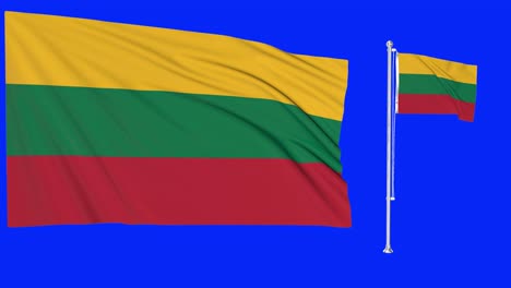 green screen waving lithuania flag or flagpole