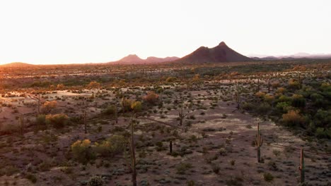 Grand-Canyon-desert-valley-in-Utah,-cinematic-aerial-forward-sunset