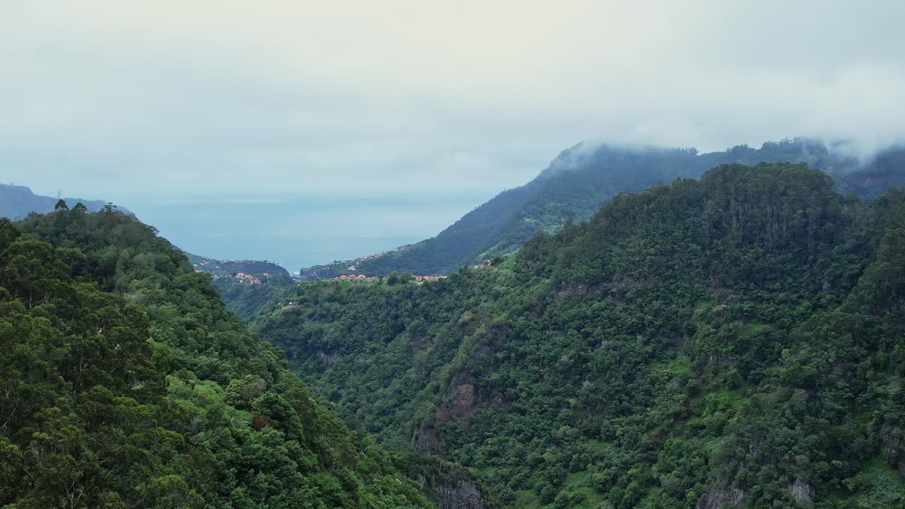 Stunning aerial view of lush mountains in Madeira, Portugal