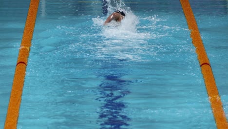 athlete swimming competitively in a pool race