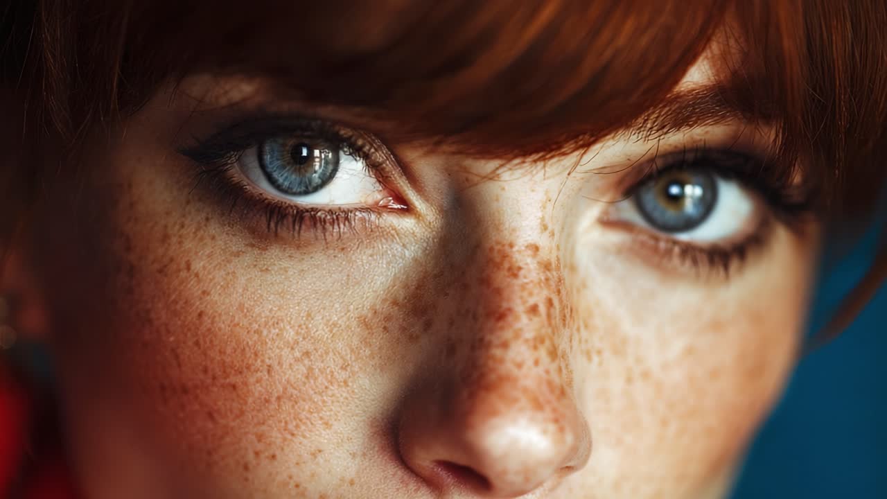 Close-Up Study of a Young Woman's Intriguing Expressions and Striking Features, Captured Through Two Frames Highlighting Her Unique Charm and Character