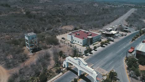 aerial shot of the arches at the entrance of badiraguato