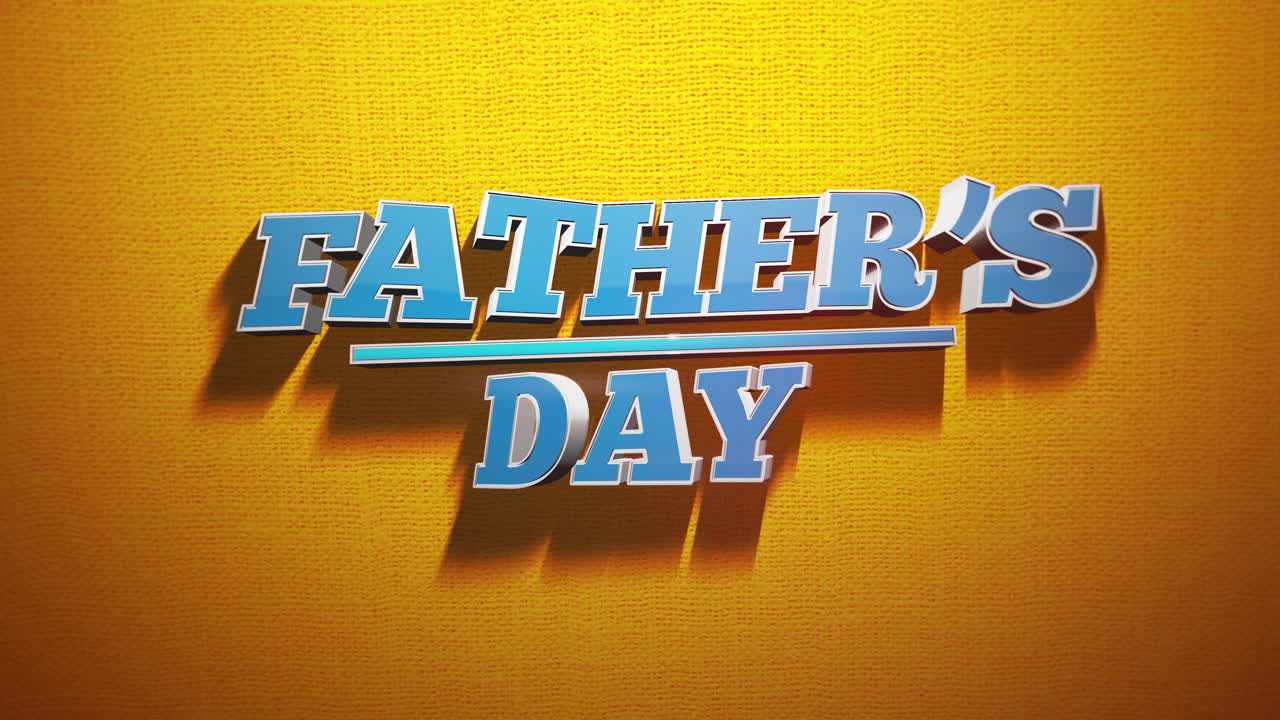 Father's Day brightly celebrating with blue and yellow text on a yellow background