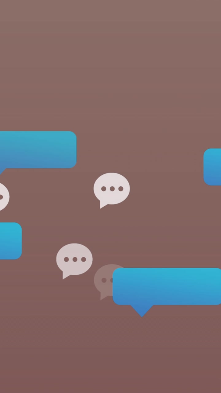 Animation of speech bubbles and message box icons against abstract background
