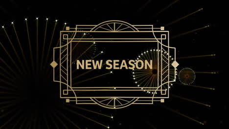 animación del texto de la nueva temporada sobre fuegos artificiales sobre fondo negro