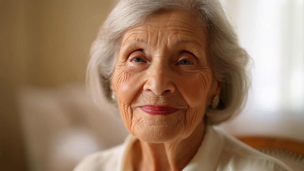 Ritratto ravvicinato di una donna anziana sorridente