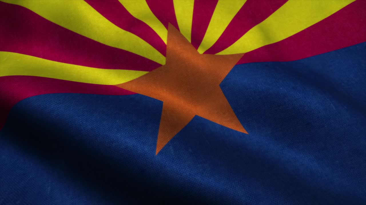 Bandiera dell'Arizona che sventola al vento. Bandiera nazionale dell'Arizona. Animazione in loop continuo del segno dell'Arizona. 4K