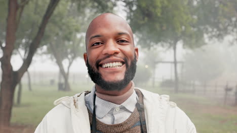 face, selfie or happy black man in nature