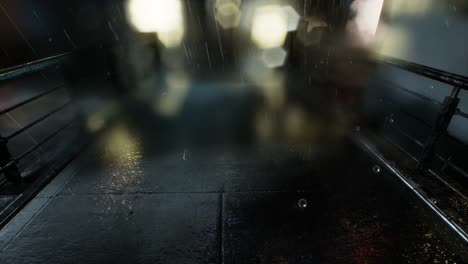 escena urbana en una noche lluviosa