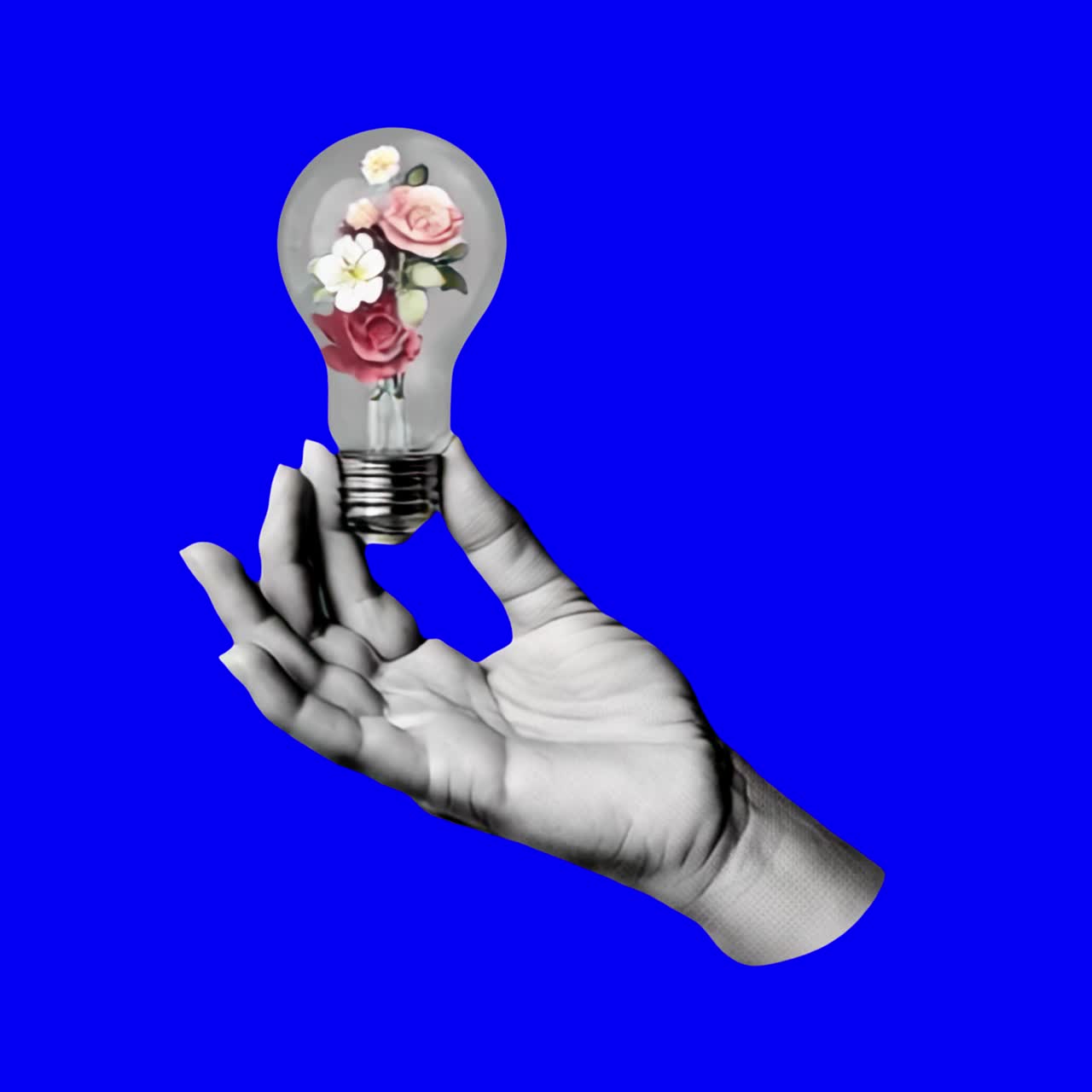 Creative floral lightbulb concept animation, transparent 4K video, green screen