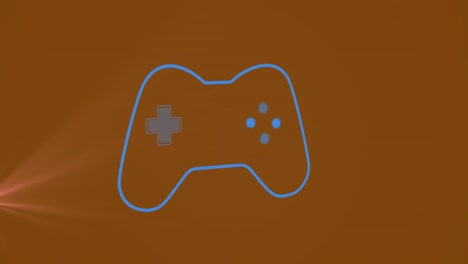Animation-of-video-game-console-with-light-on-brown-background