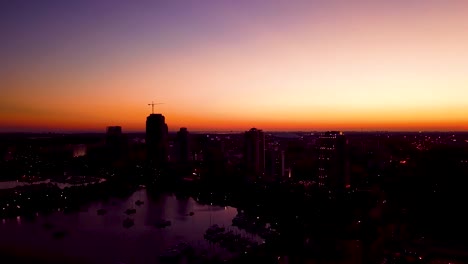 4k aerial video of orange sunset over skyline of downtown st petersburg, florida