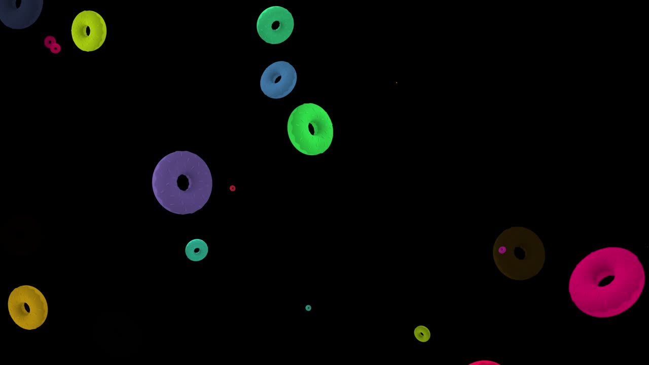 Flying Donut Abstract Loopable Animation, Black Background