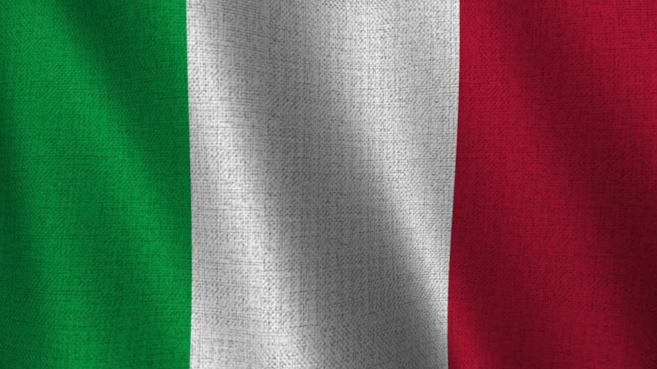 Bandiera Italiana Sventolante con Texture in Tessuto Realistica