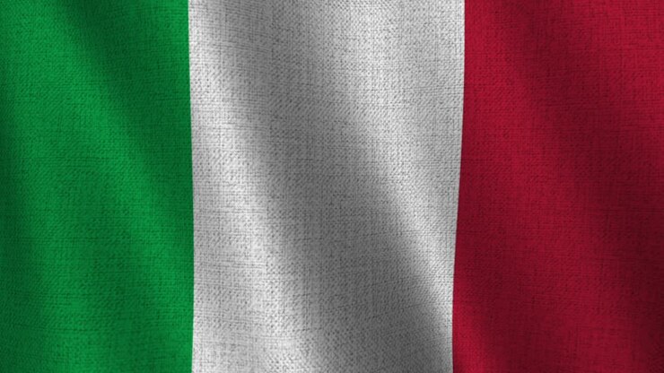 Bandiera Italiana Sventolante con Texture in Tessuto Realistica
