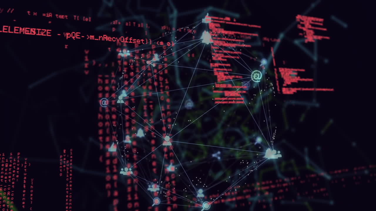 animación del globo con red de conexiones y procesamiento de datos