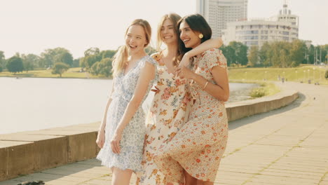 three friends enjoying a day out