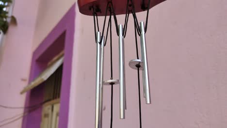 closeup shot of the wind chimes