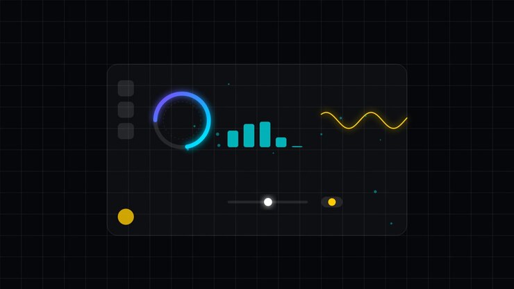 Abstract Digital Interface with Animated Data Visualization