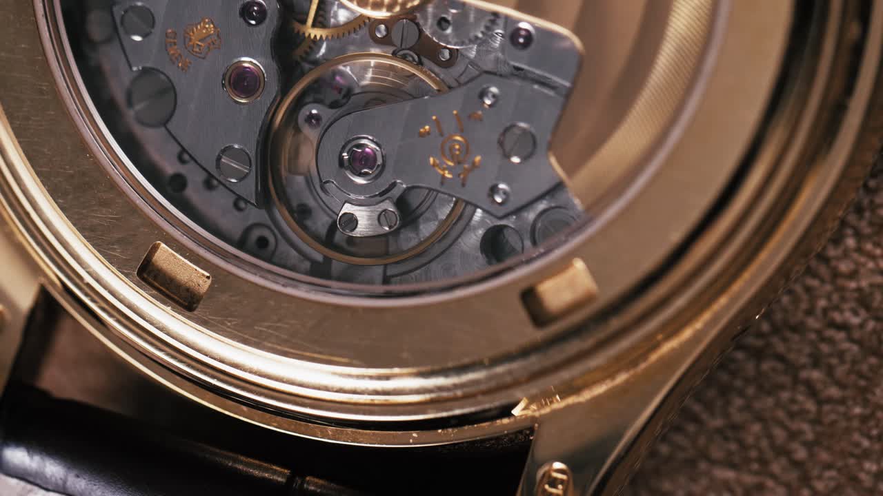 Macro shot of a vintage watch mechanism