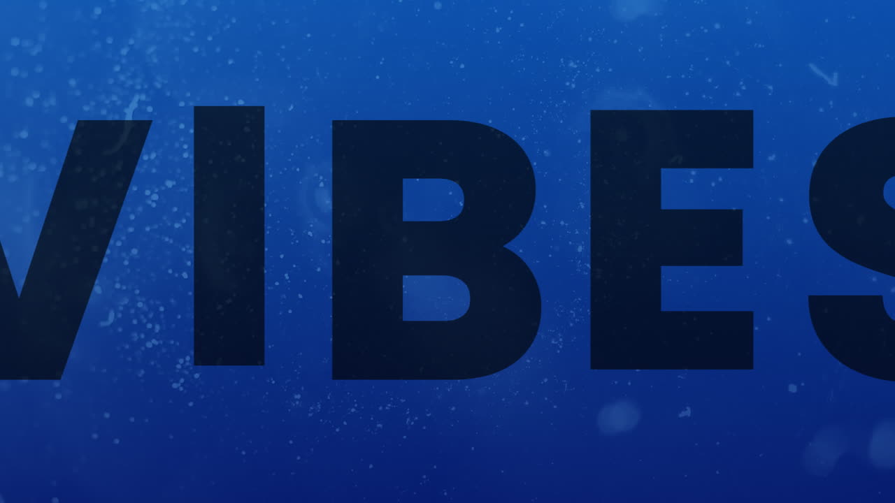 animación de texto de vibraciones en fondo azul