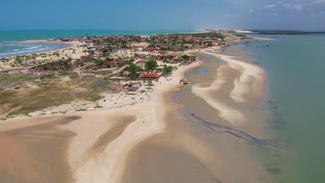 Isla-Tropical-Con-Un-Pequeño-Pueblo-De-Pescadores-En-La-Bahía-Del-Atlántico-Norte-En-Natal,-Brasil