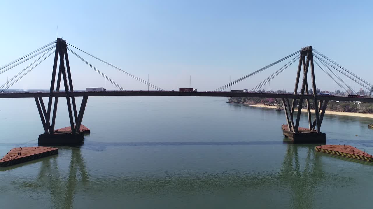 The Manuel Belgrano Bridge connecting the provinces of Corrientes and Chaco in Argentina, spanning over the vast Paran&aacute; River
