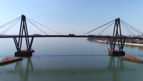 the manuel belgrano bridge connecting the provinces of corrientes and chaco in argentina, spanning over the vast paraná river