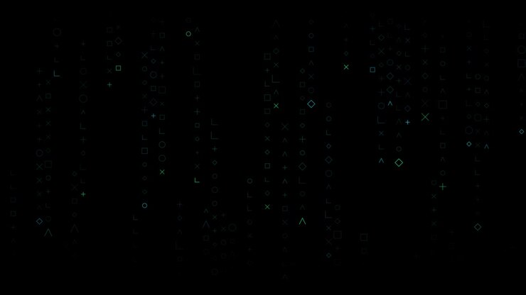 Digital Matrix Rain With Geometric Symbols