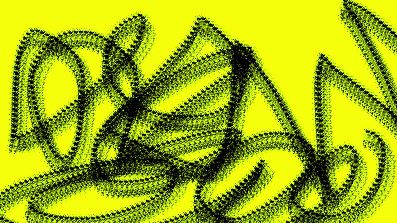 Scarabocchi e transizioni astratte verde neon su sfondo nero