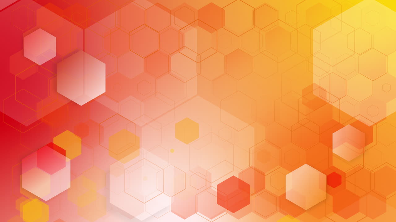 Fundo geométrico minimalista laranja com formas hexagonais. Movimento dinâmico em loop.