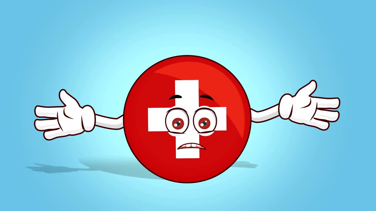 Cartoon Icon Flag Switzerland Face Animation Not Know Shrug with luma matte