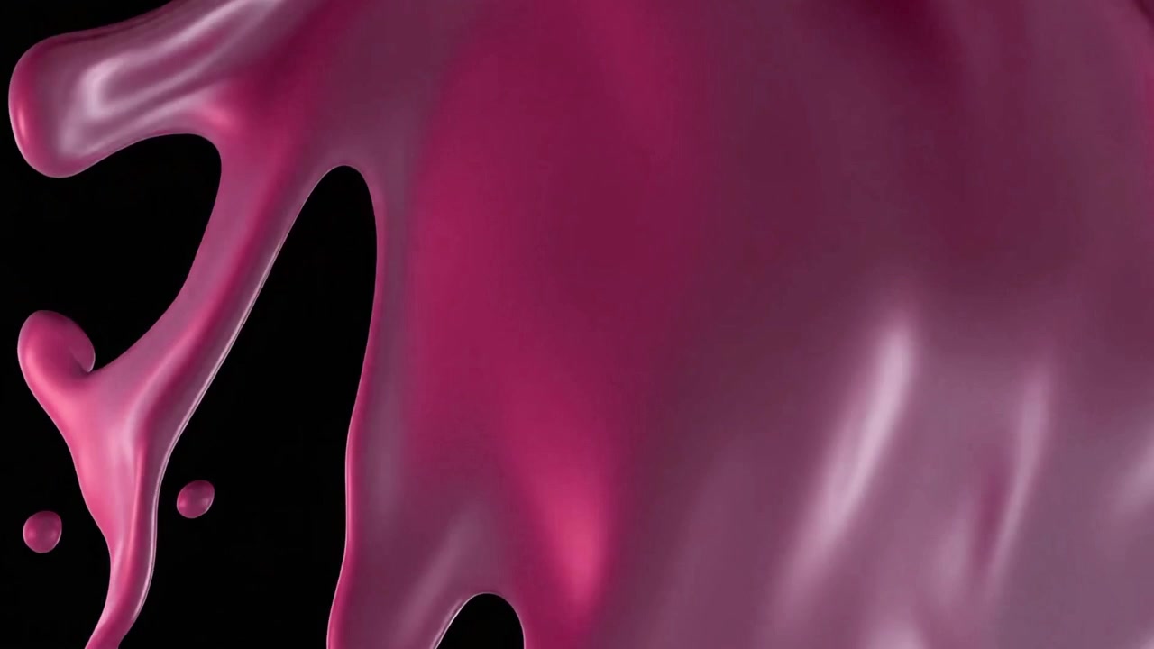 Liquido rosa astratto che scorre e gocciola su sfondo nero
